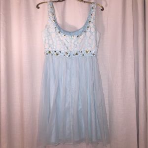 Light Blue Dress with jeweled neckline